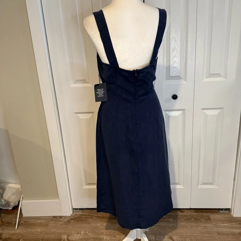 Reformation Navy Double-Breasted Belted Midi Dress - Picture 8 of 14